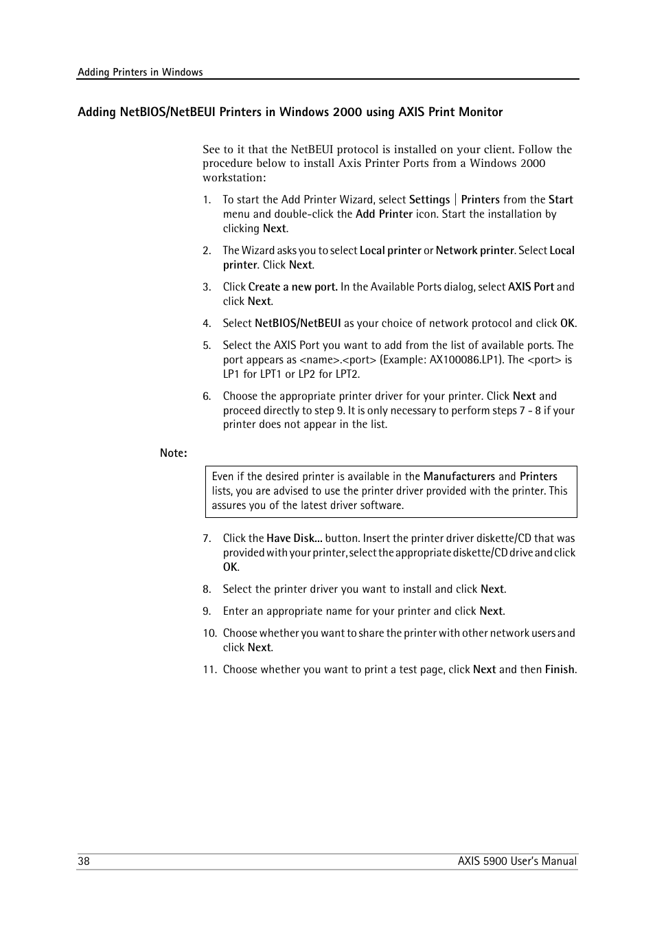 Philips AXIS 5900 User Manual | Page 38 / 160