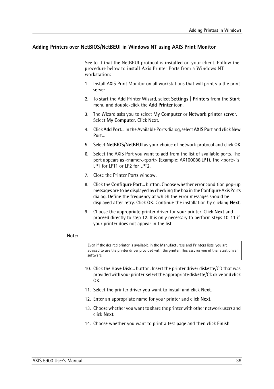 Philips AXIS 5900 User Manual | Page 39 / 160