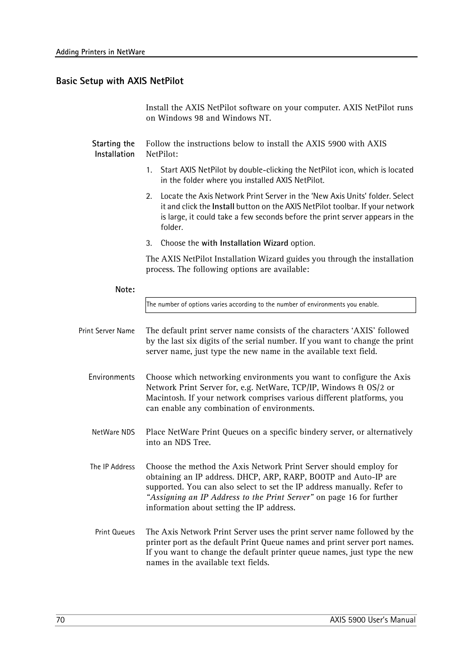Basic setup with axis netpilot, Starting the installation | Philips AXIS 5900 User Manual | Page 70 / 160