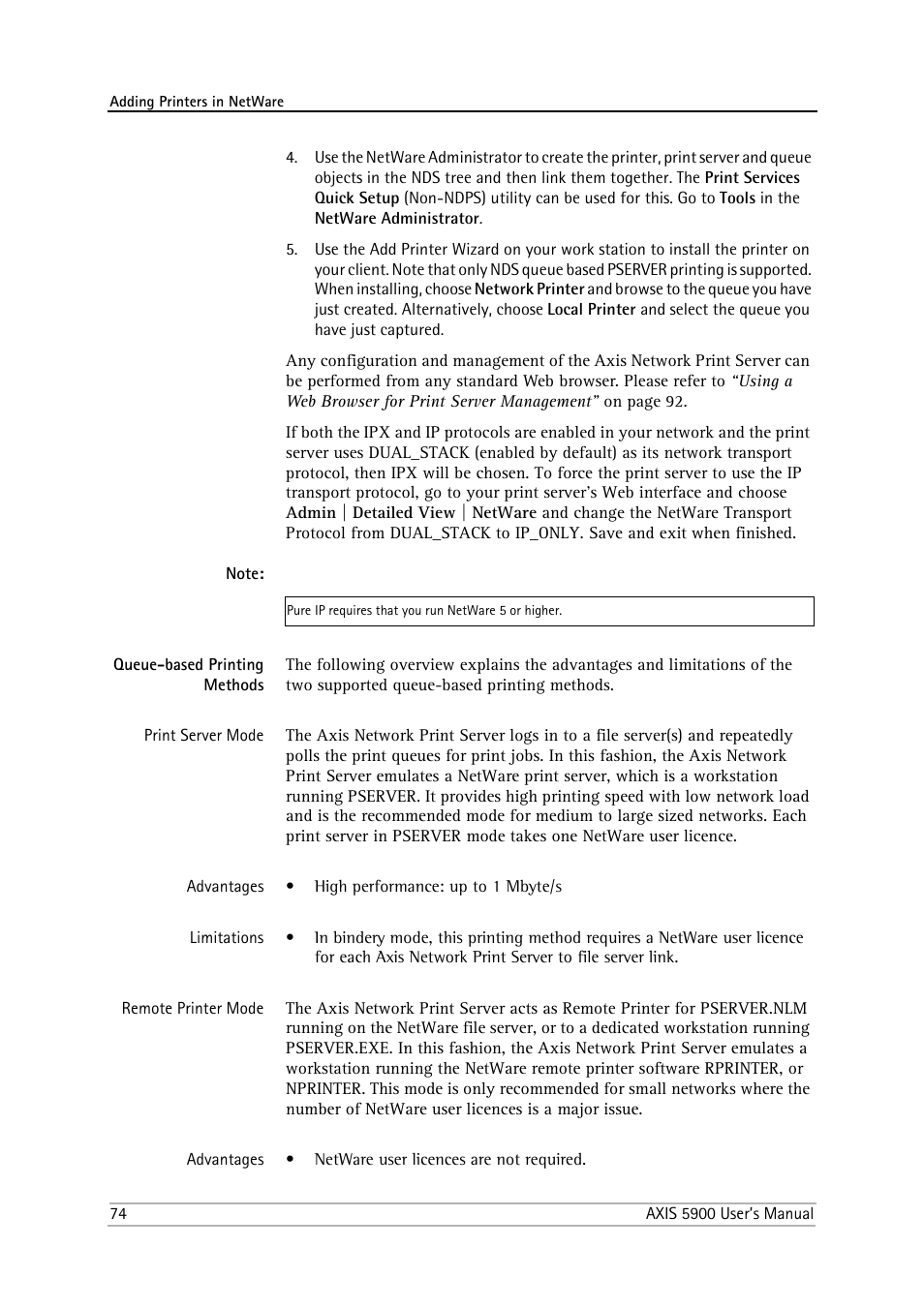 Queue-based printing methods | Philips AXIS 5900 User Manual | Page 74 / 160