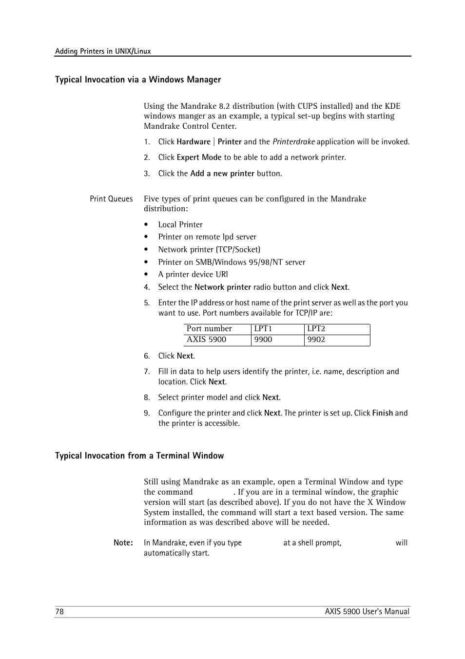 Typical invocation via a windows manager, Typical invocation from a terminal window | Philips AXIS 5900 User Manual | Page 78 / 160