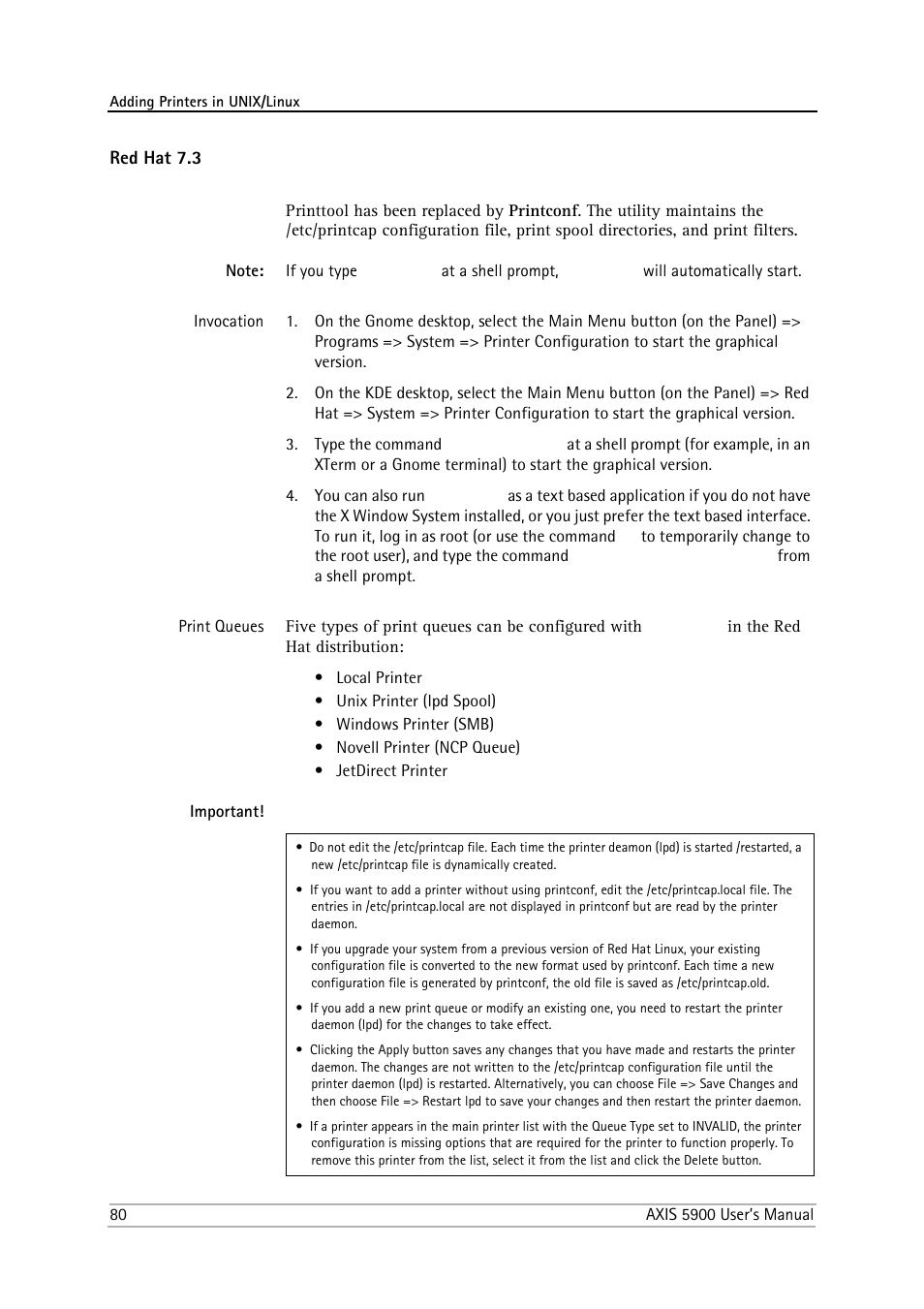 Red hat 7.3 | Philips AXIS 5900 User Manual | Page 80 / 160