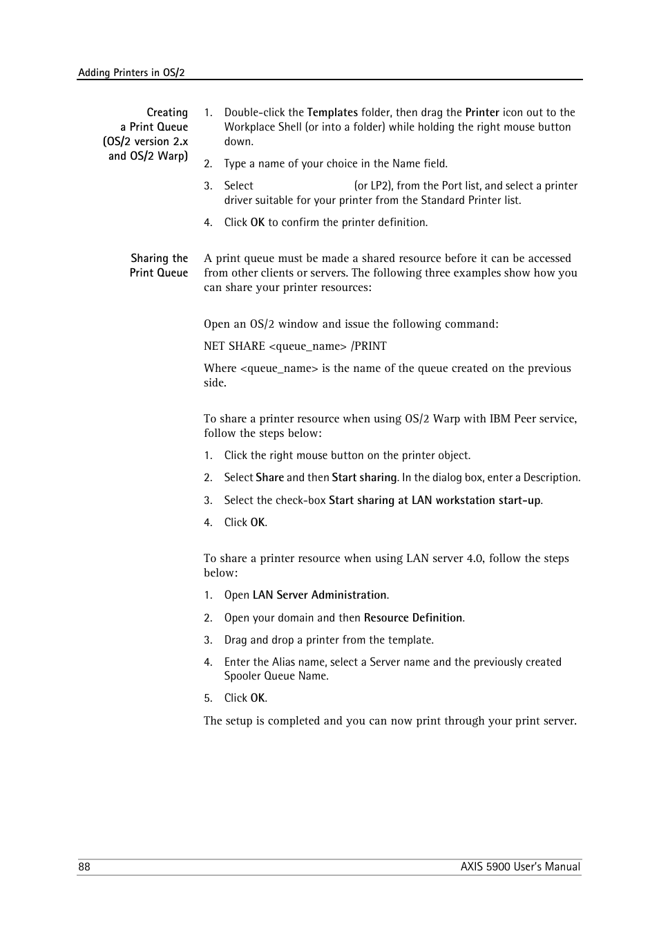 Sharing the print queue | Philips AXIS 5900 User Manual | Page 88 / 160