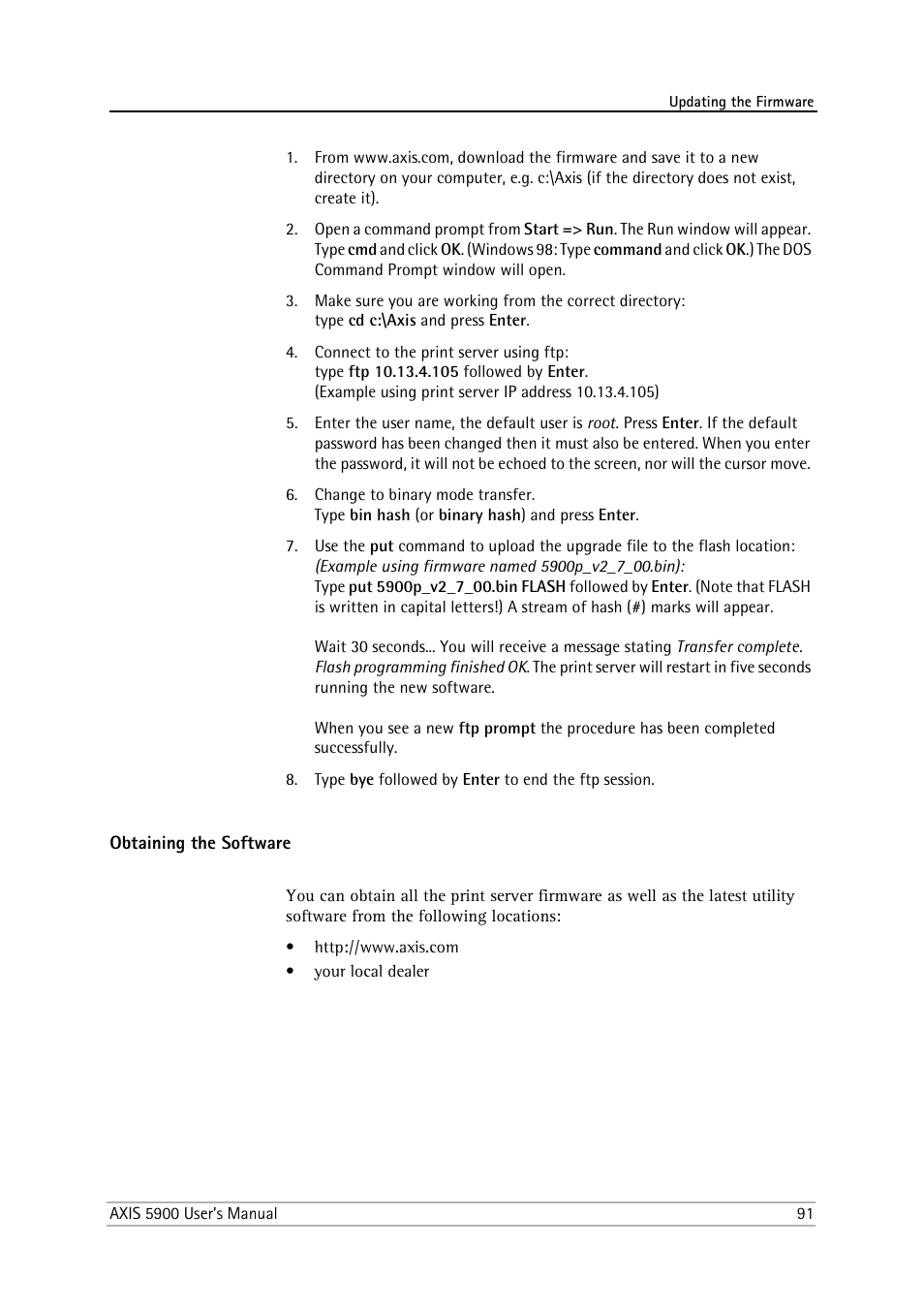 Obtaining the software | Philips AXIS 5900 User Manual | Page 91 / 160