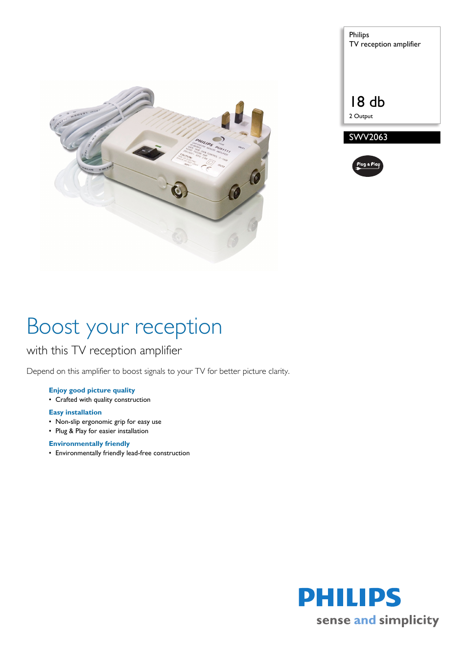 Philips SWV2063 User Manual | 2 pages