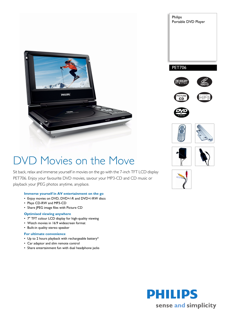 Philips PET706 User Manual | 2 pages