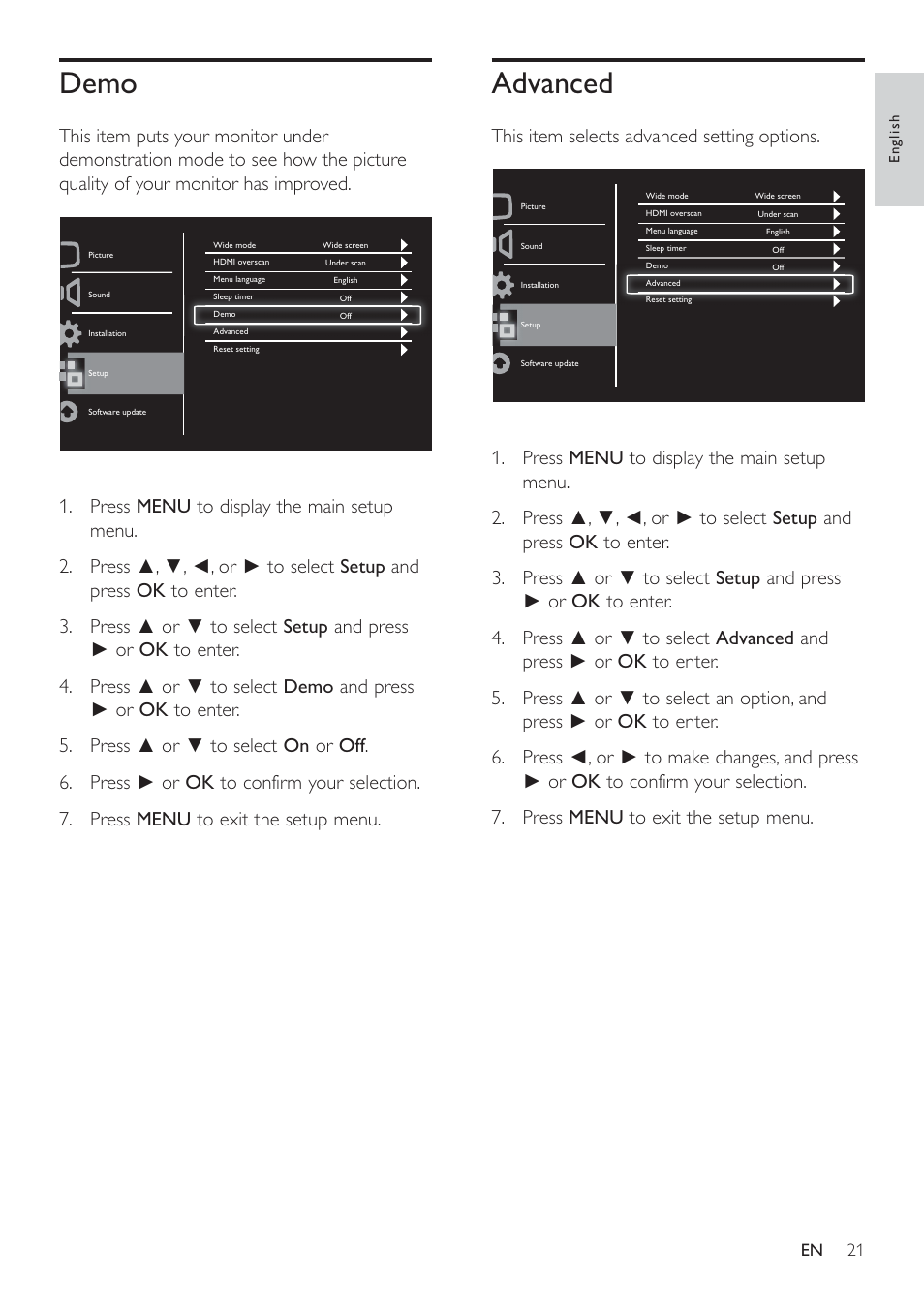 Demo advanced | Philips 191TE2L User Manual | Page 23 / 32