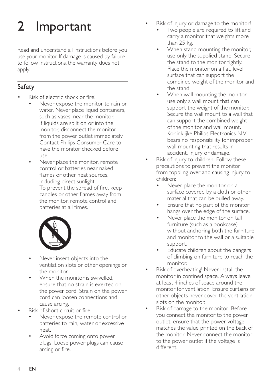 2 important | Philips 191TE2L User Manual | Page 6 / 32