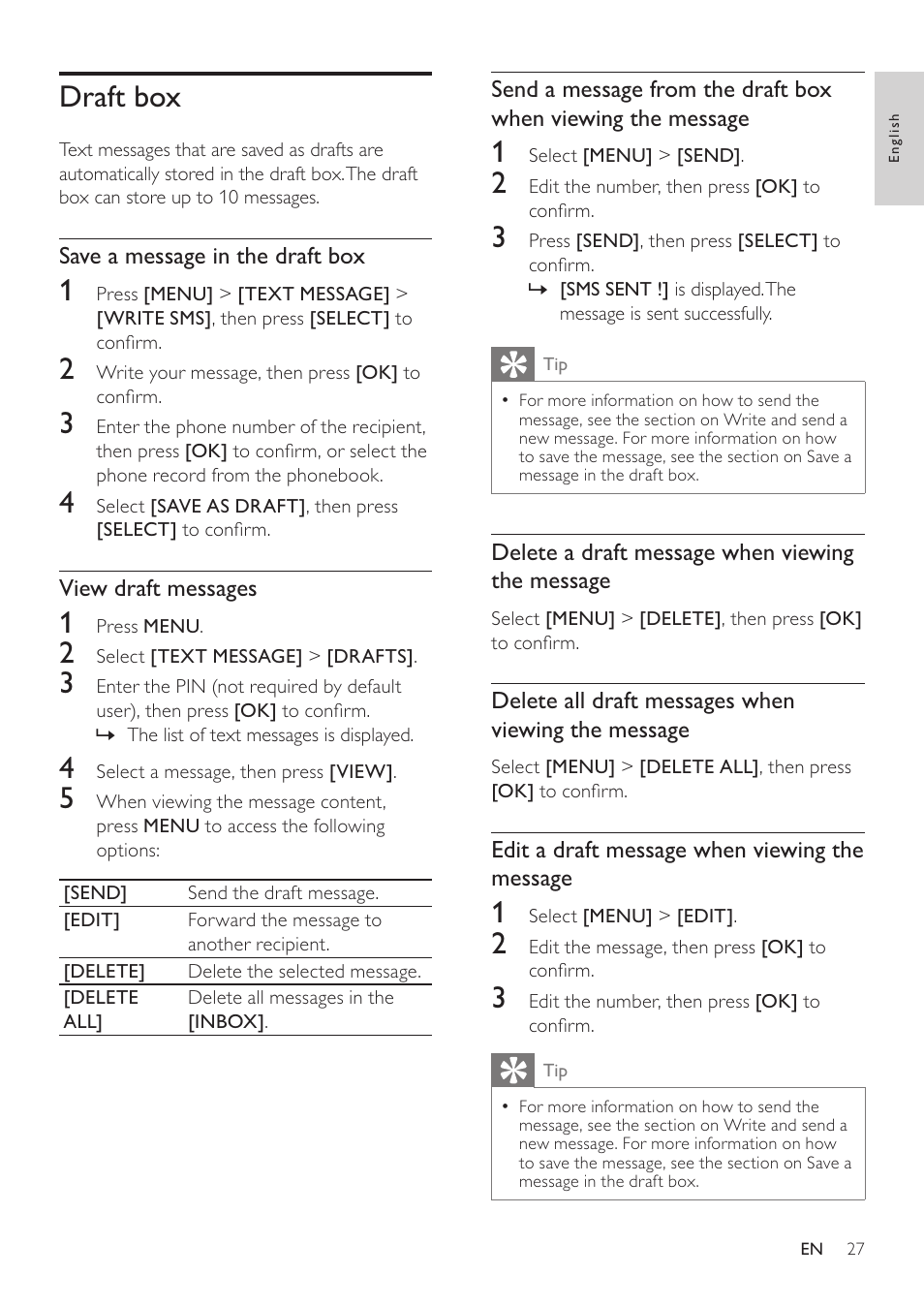 Draft box | Philips SE765 User Manual | Page 27 / 52