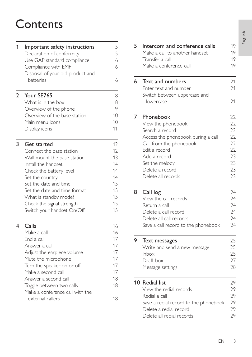 Philips SE765 User Manual | Page 3 / 52