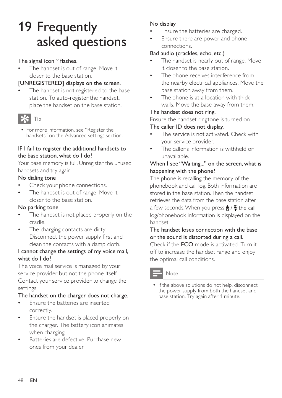 19 frequently asked questions | Philips SE765 User Manual | Page 48 / 52