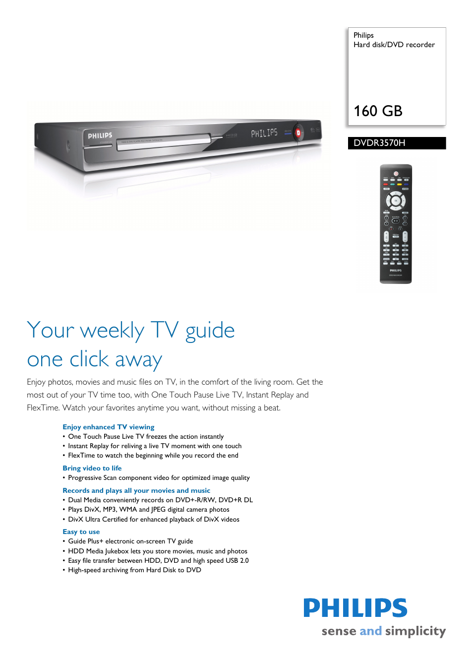 Philips DVDR3570H User Manual | 3 pages