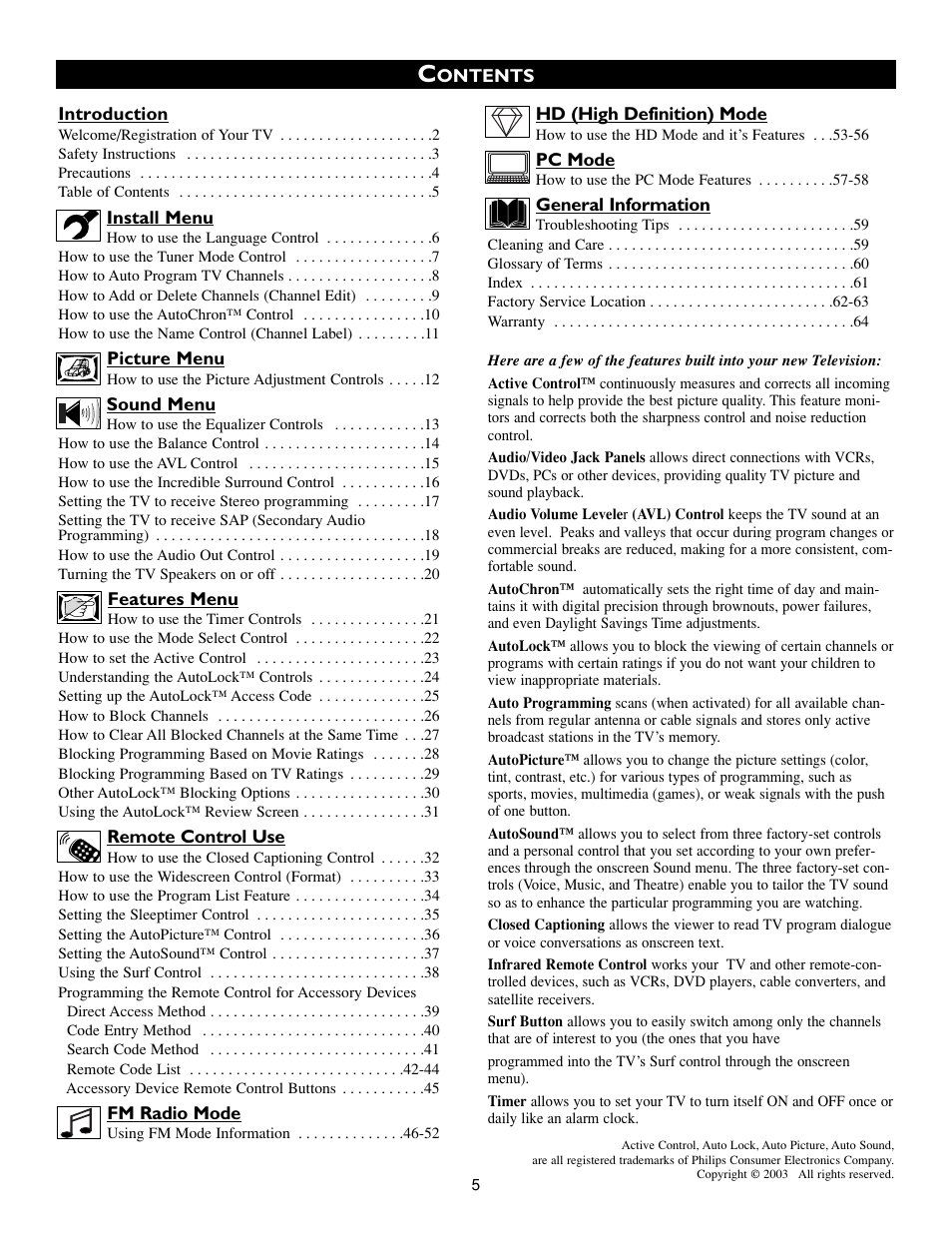 Philips 17PF9945/58 User Manual | Page 5 / 64