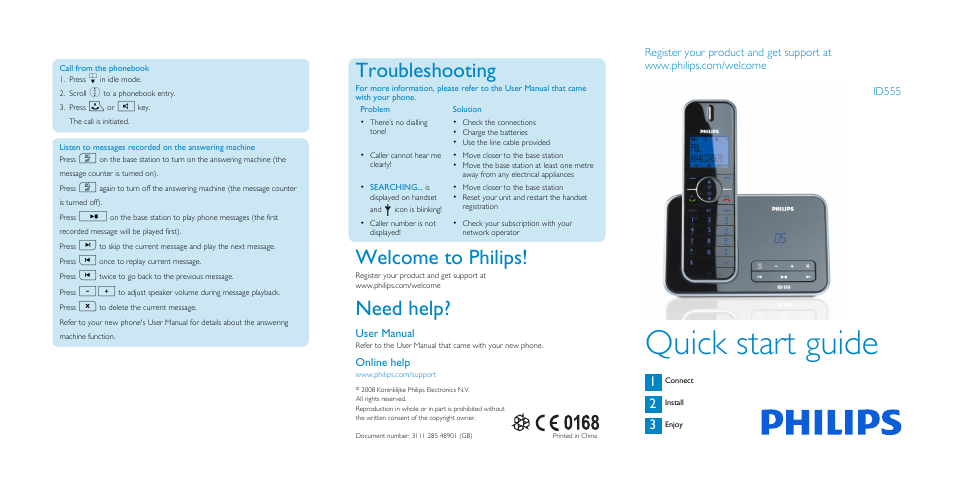 Philips ID555 User Manual | 2 pages