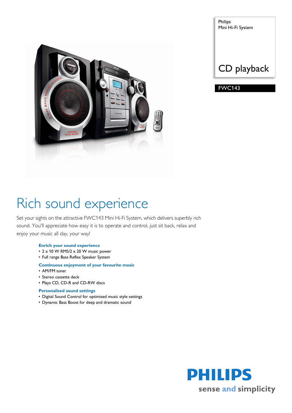 Philips FWC143 User Manual | 2 pages