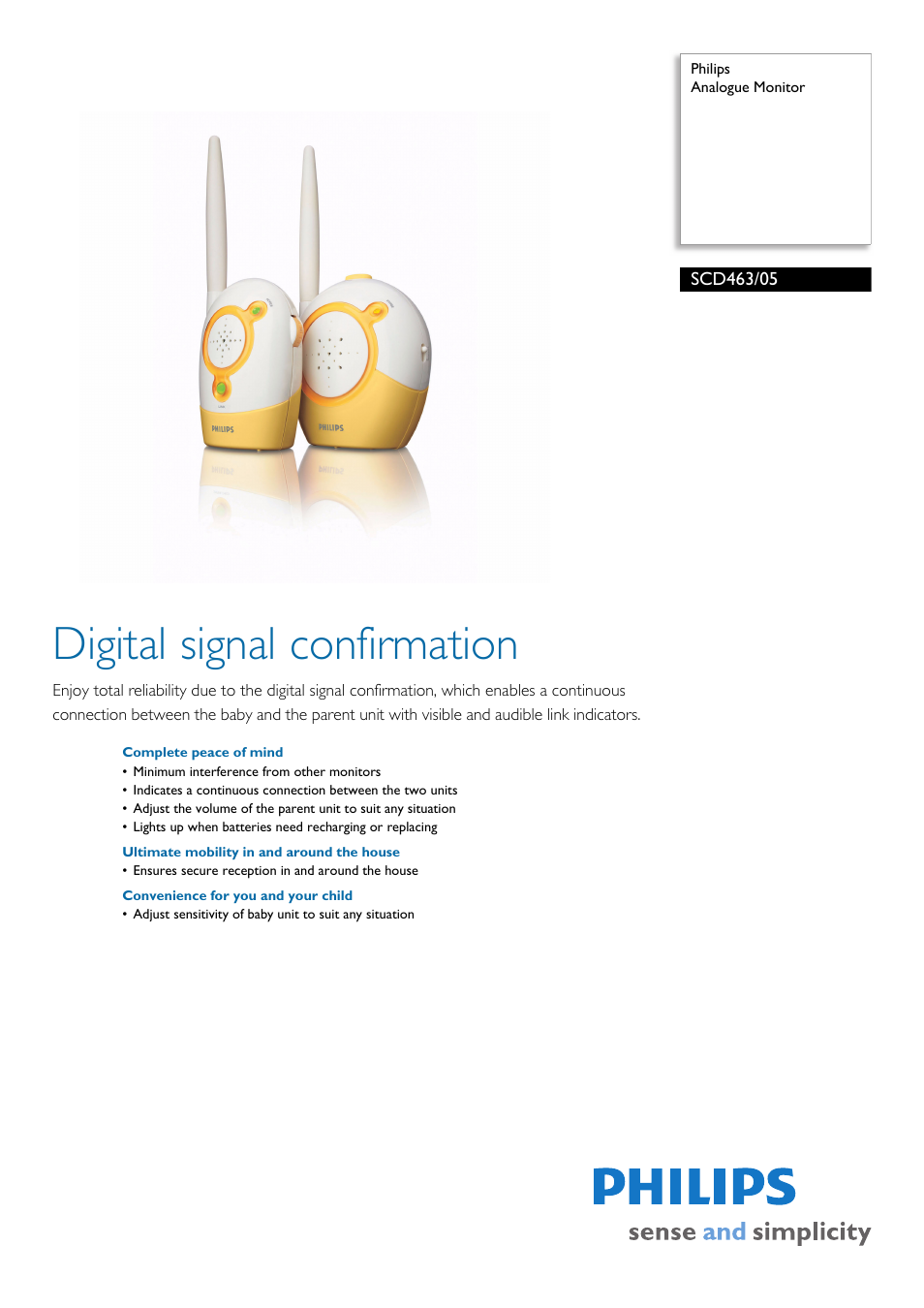 Philips SCD463/05 User Manual | 2 pages