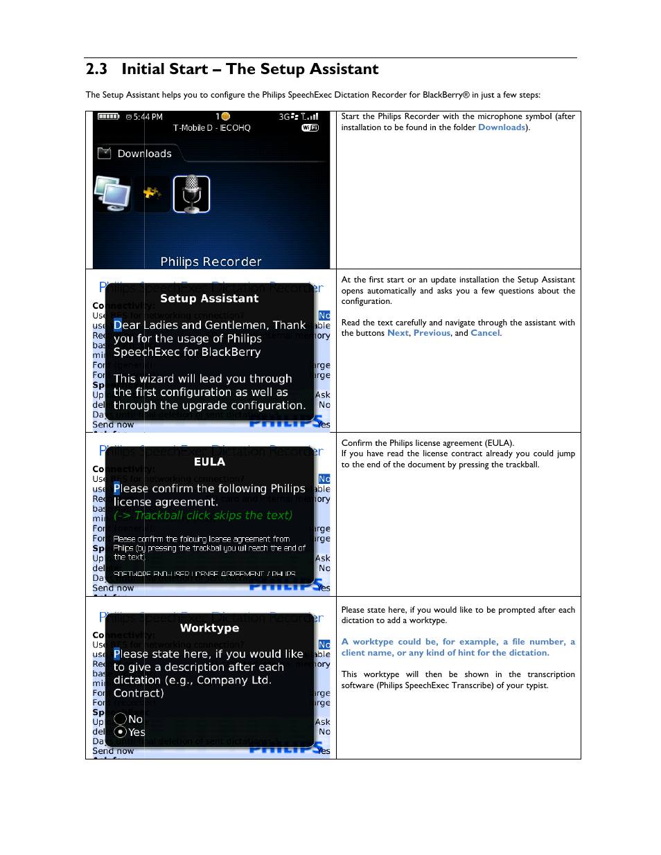 3 init, Tial start, T – the | Setup a, Assistant | Philips 1.6.0.0 User Manual | Page 12 / 42