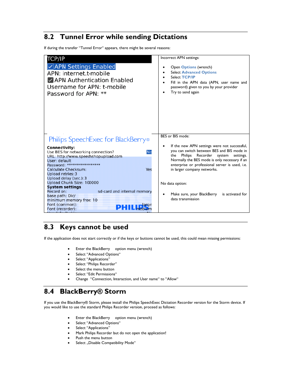 Tunnel e, Keys can, Blackber | Error wh, Not be u, Rry® sto, Hile send, Used, Ding dict, Tations | Philips 1.6.0.0 User Manual | Page 41 / 42