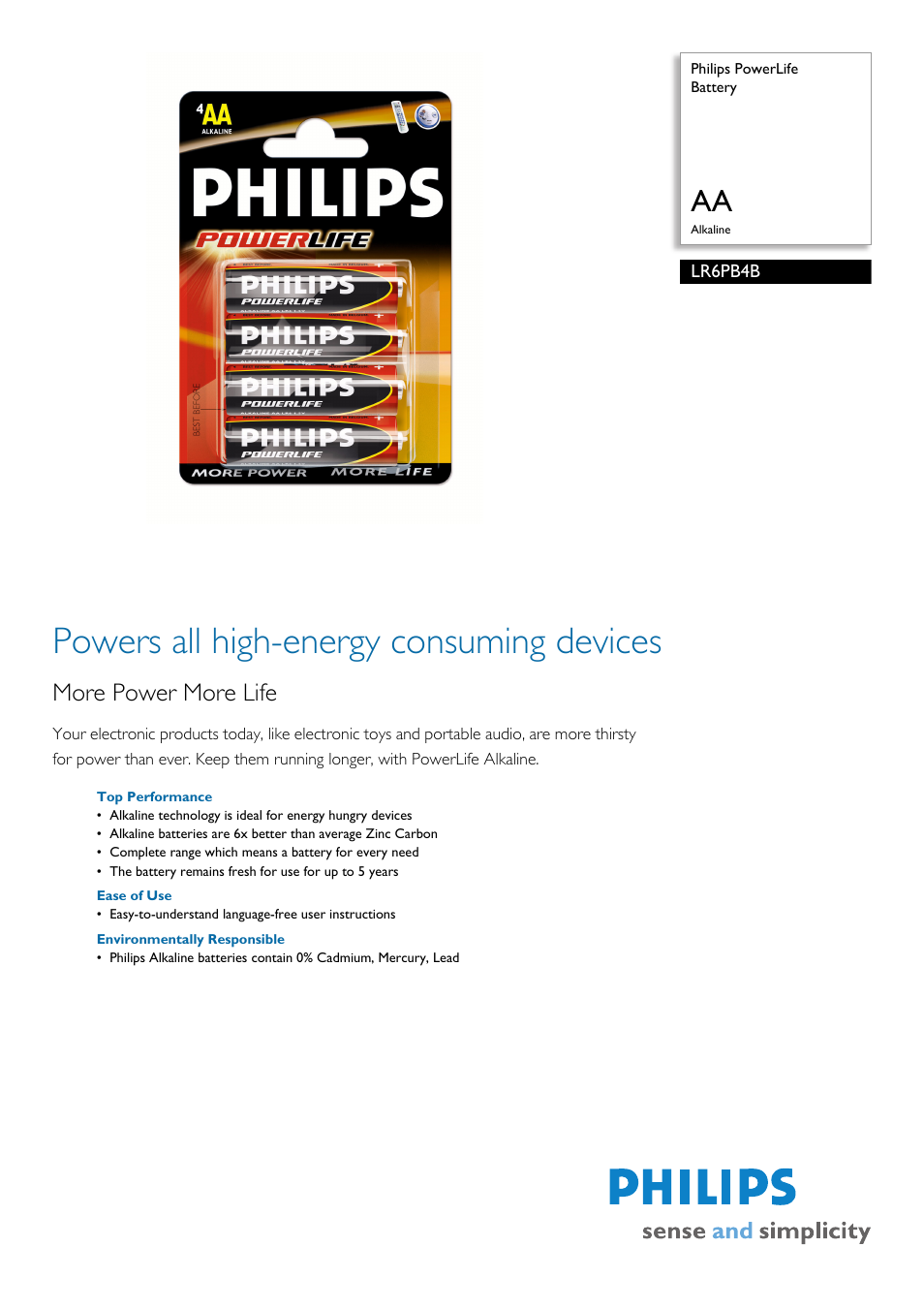 Philips LR6PB4B User Manual | 2 pages