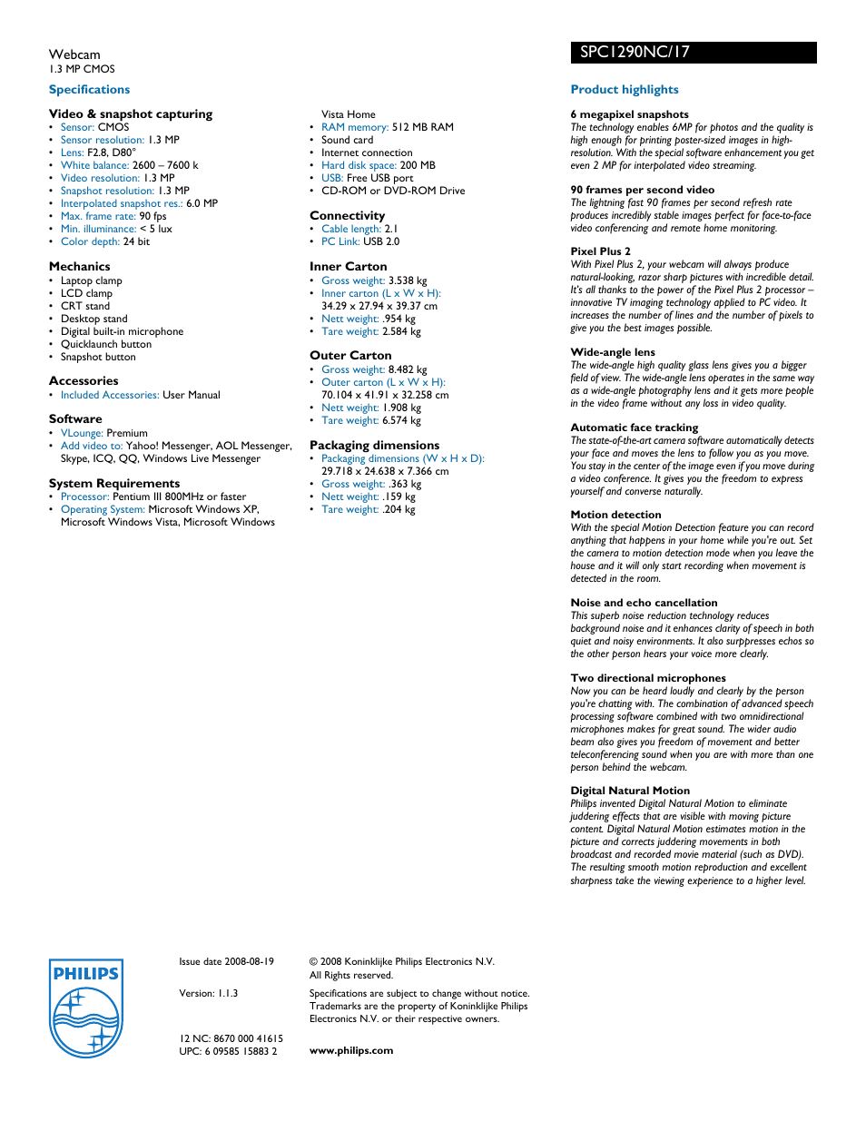 Philips SPC1290NC/17 User Manual | Page 2 / 2