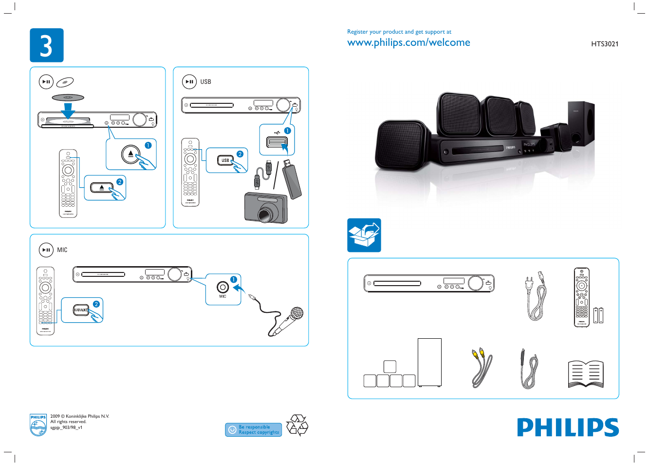 Philips HTS3021 User Manual | 2 pages