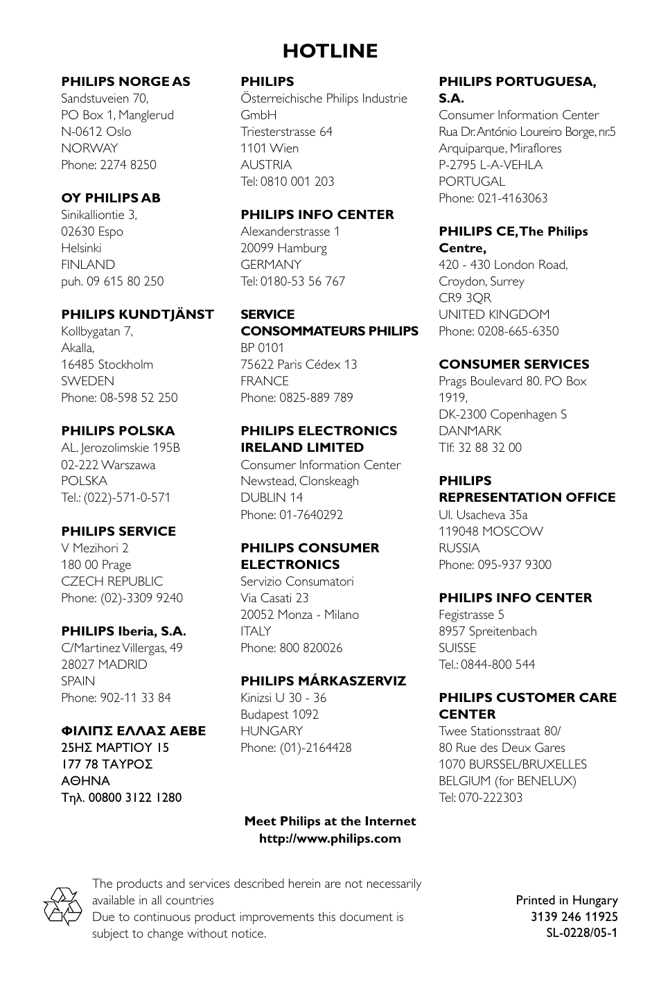 General information, Hotline | Philips DVD634 User Manual | Page 4 / 24