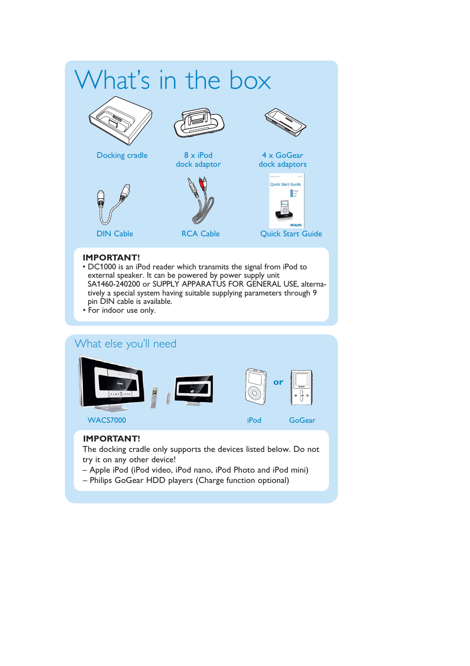 What’s in the box, What else you’ll need | Philips DC1000 User Manual | Page 2 / 8