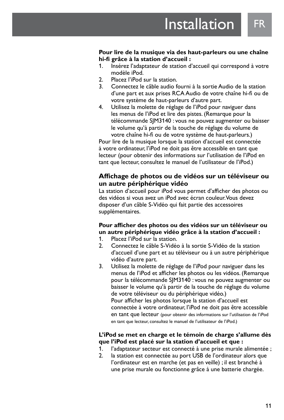 Installation | Philips SJM3141 User Manual | Page 11 / 101