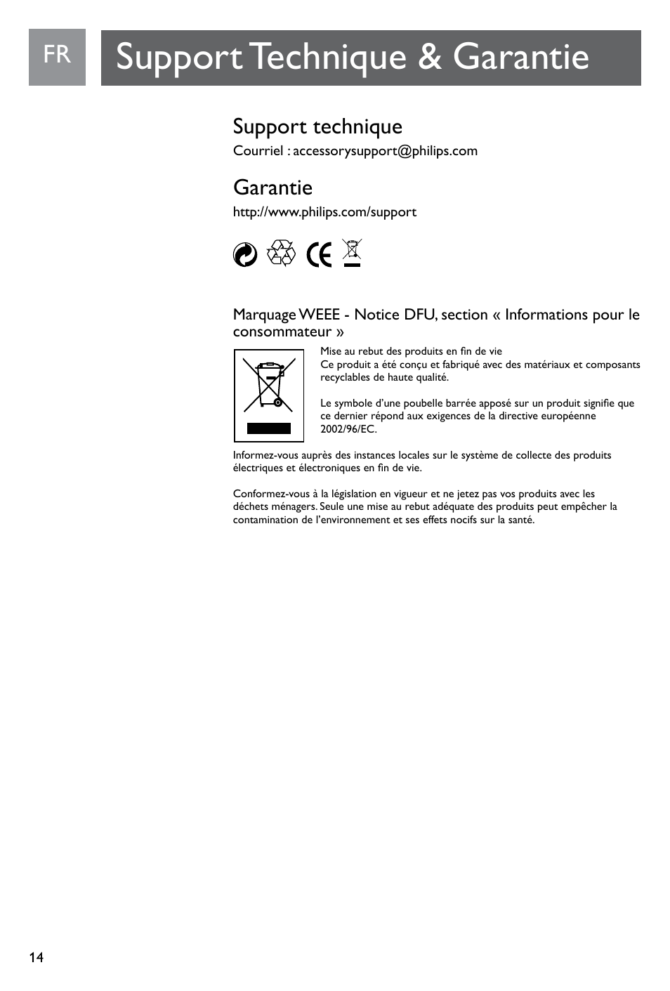 Support technique & garantie, Support technique, Garantie | Philips SJM3141 User Manual | Page 14 / 101