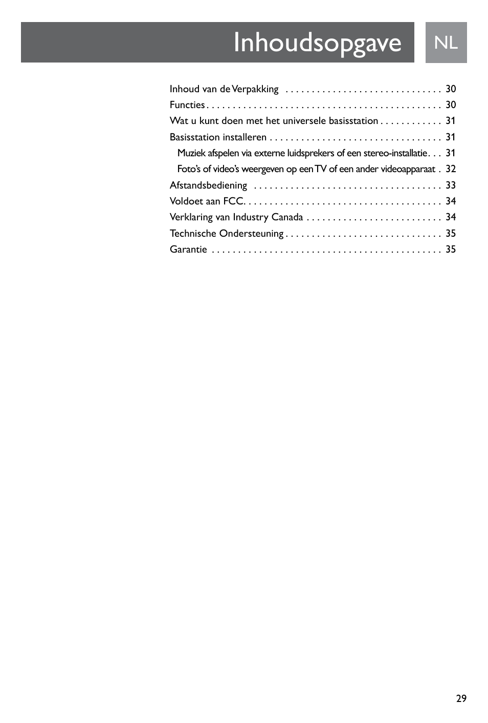 Inhoudsopgave | Philips SJM3141 User Manual | Page 29 / 101