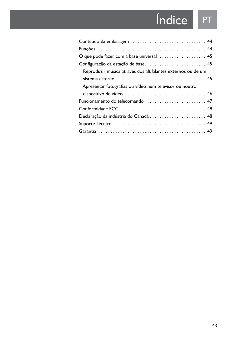 Índice | Philips SJM3141 User Manual | Page 43 / 101