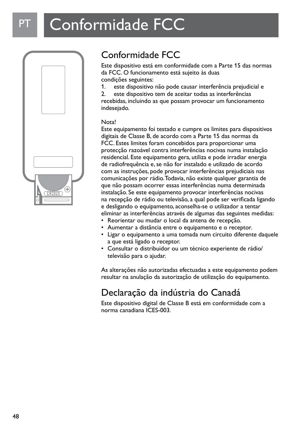 Conformidade fcc, Declaração da indústria do canadá | Philips SJM3141 User Manual | Page 48 / 101