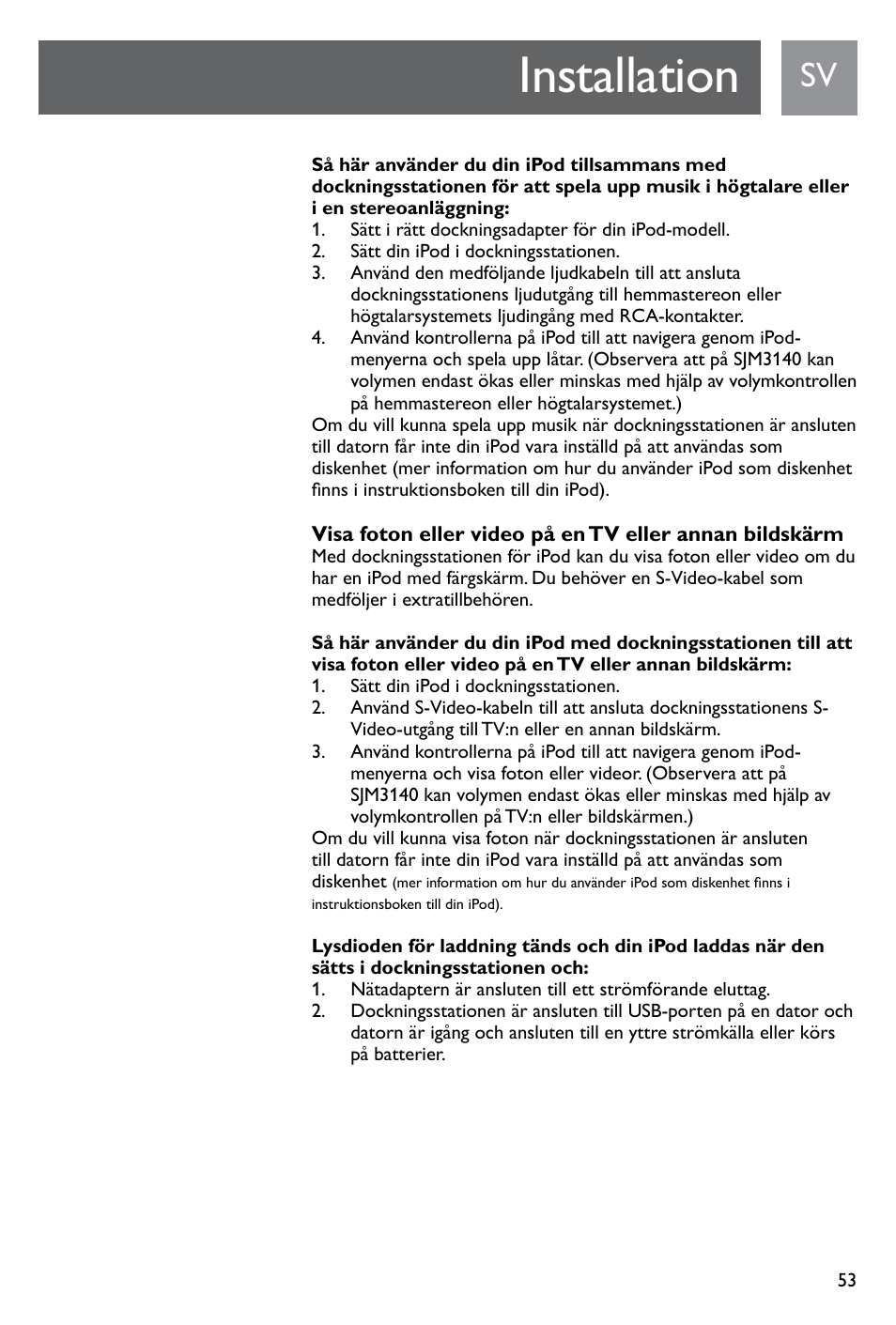 Installation | Philips SJM3141 User Manual | Page 53 / 101