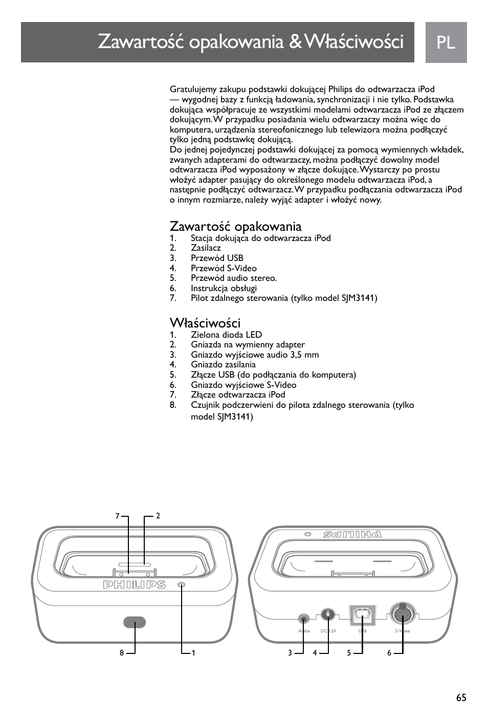 Zawartość opakowania & właściwości, Zawartość opakowania, Właściwości | Philips SJM3141 User Manual | Page 65 / 101