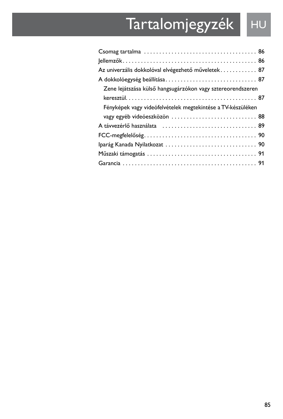 Tartalomjegyzék | Philips SJM3141 User Manual | Page 85 / 101