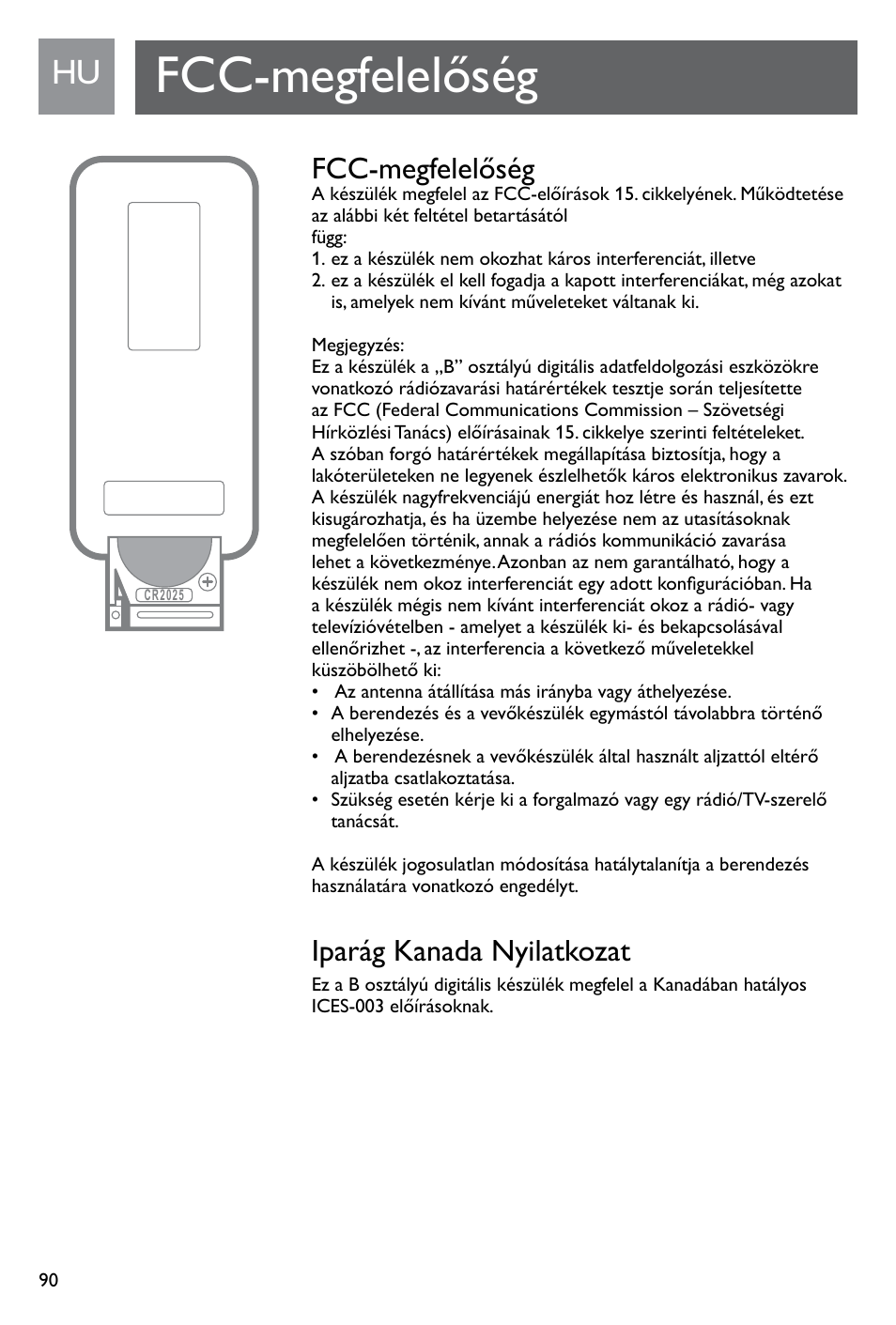 Fcc-megfelelőség, Iparág kanada nyilatkozat | Philips SJM3141 User Manual | Page 90 / 101