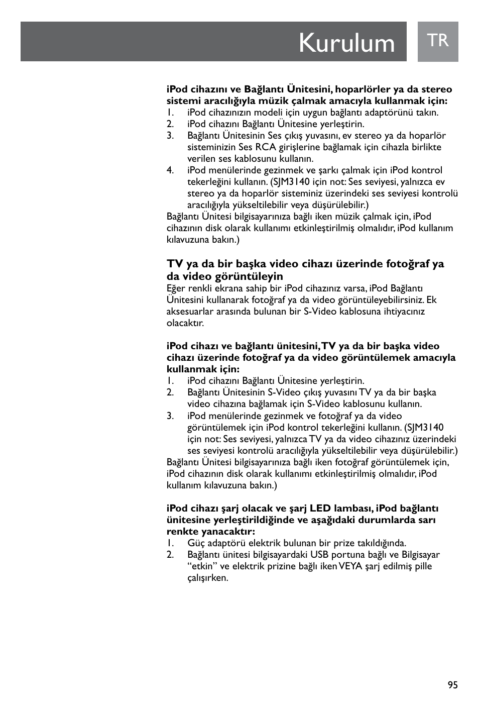 Kurulum | Philips SJM3141 User Manual | Page 95 / 101