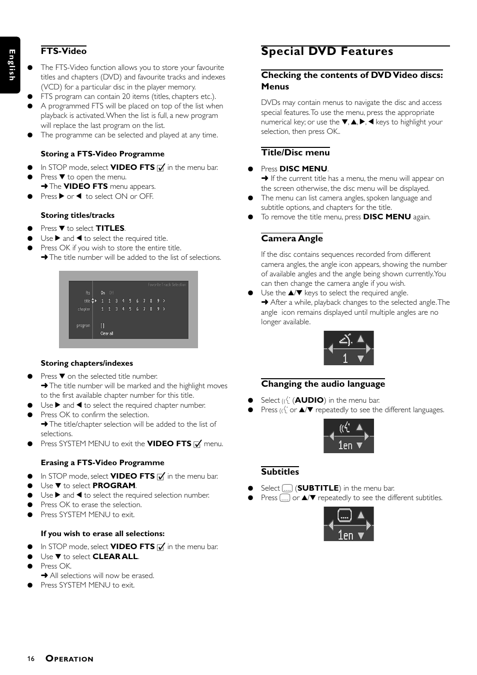 Special dvd features | Philips DVD712/G51 User Manual | Page 16 / 22