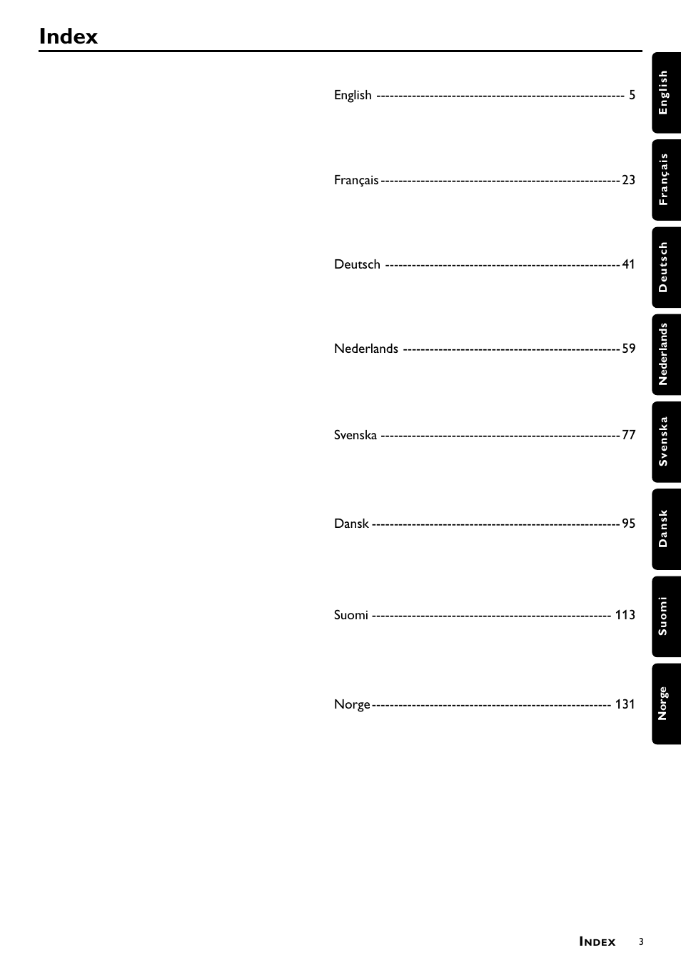Index | Philips DVD712/G51 User Manual | Page 3 / 22