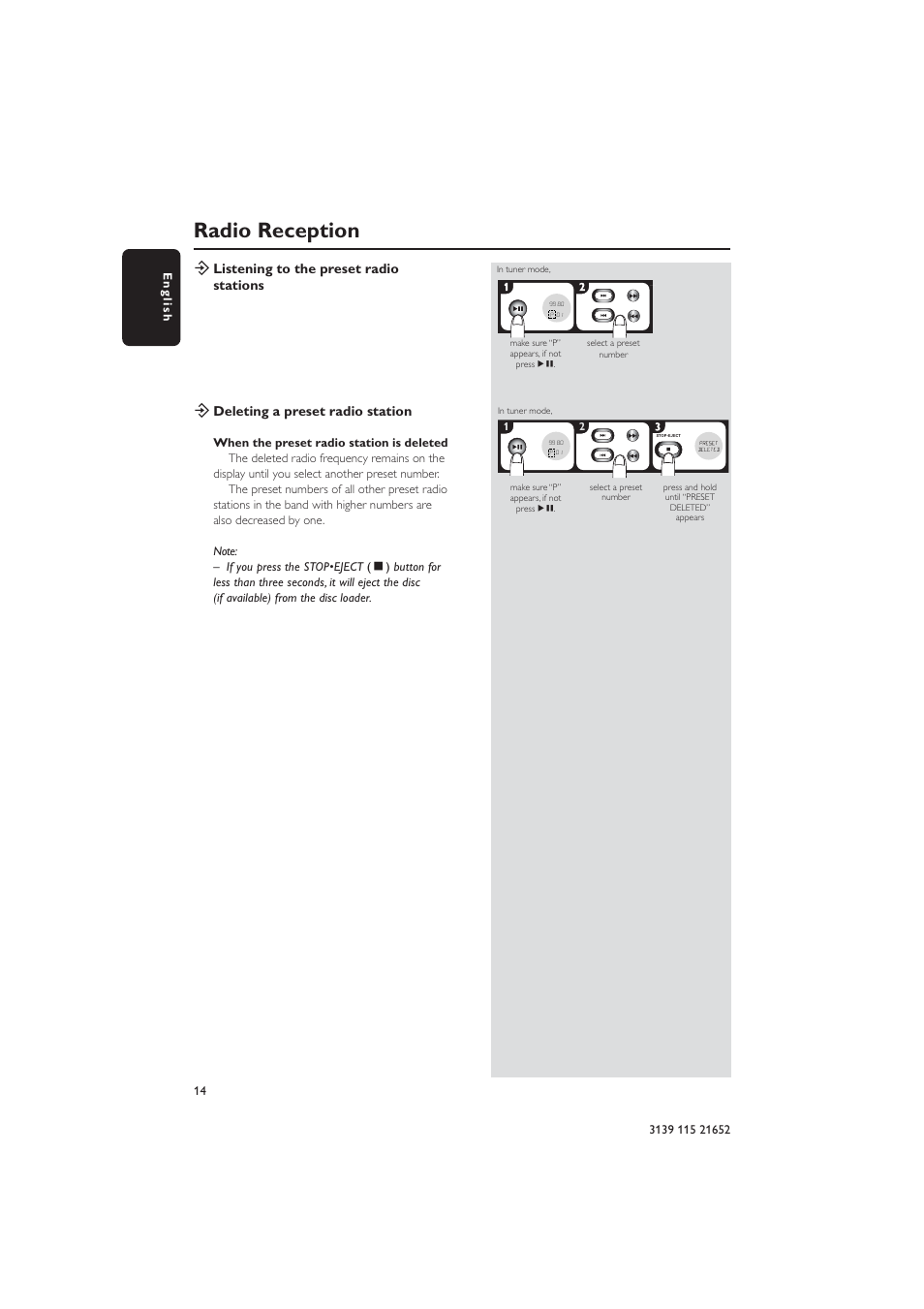 Radio reception | Philips MZ1100 User Manual | Page 14 / 24