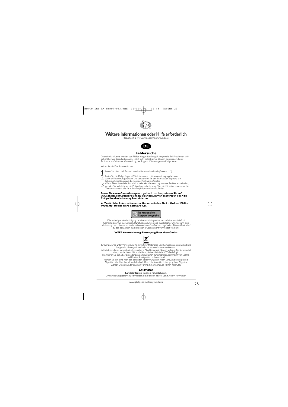 Weitere informationen oder hilfe erforderlich | Philips SJ/T11363 User Manual | Page 25 / 44