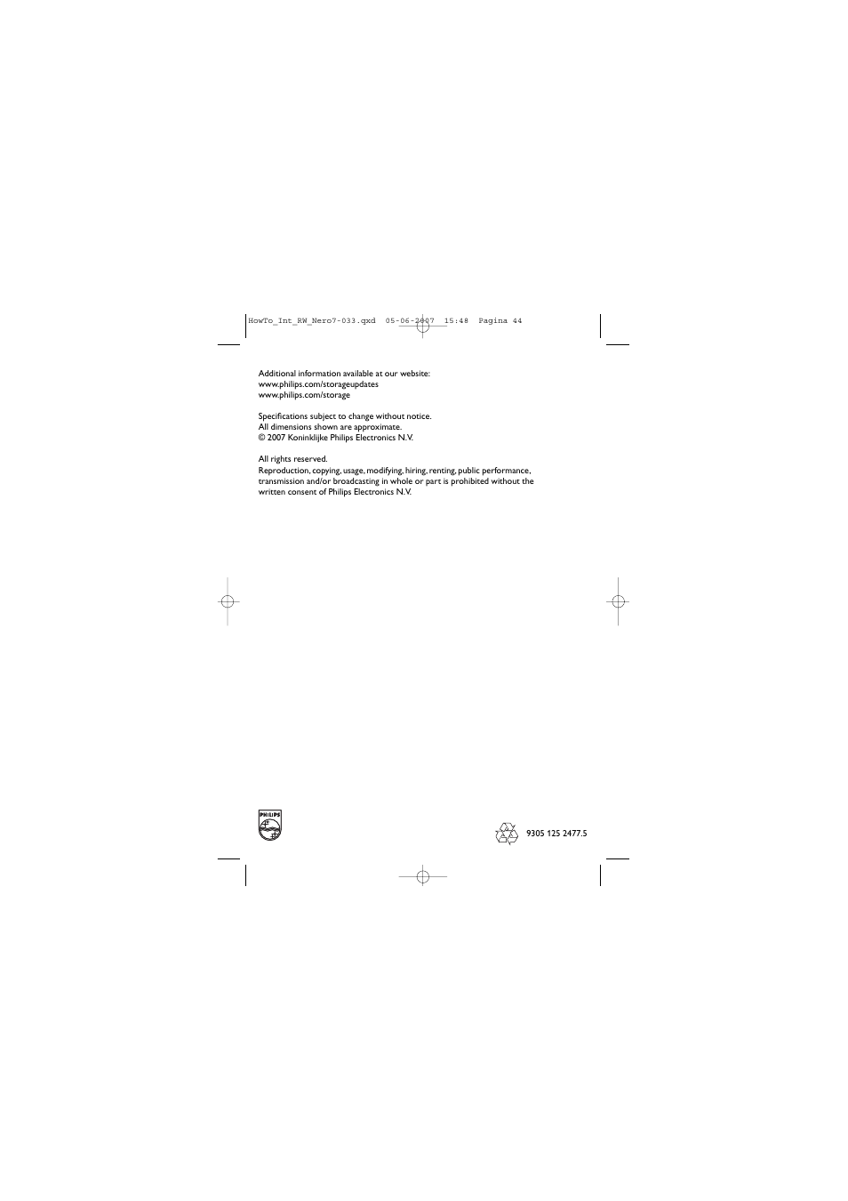 Philips SJ/T11363 User Manual | Page 44 / 44
