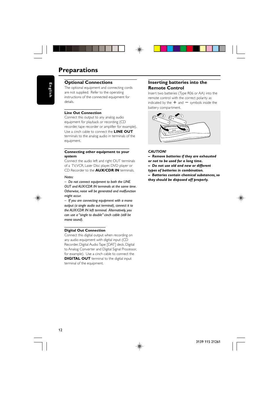 Preparations | Philips FW C798 User Manual | Page 12 / 32