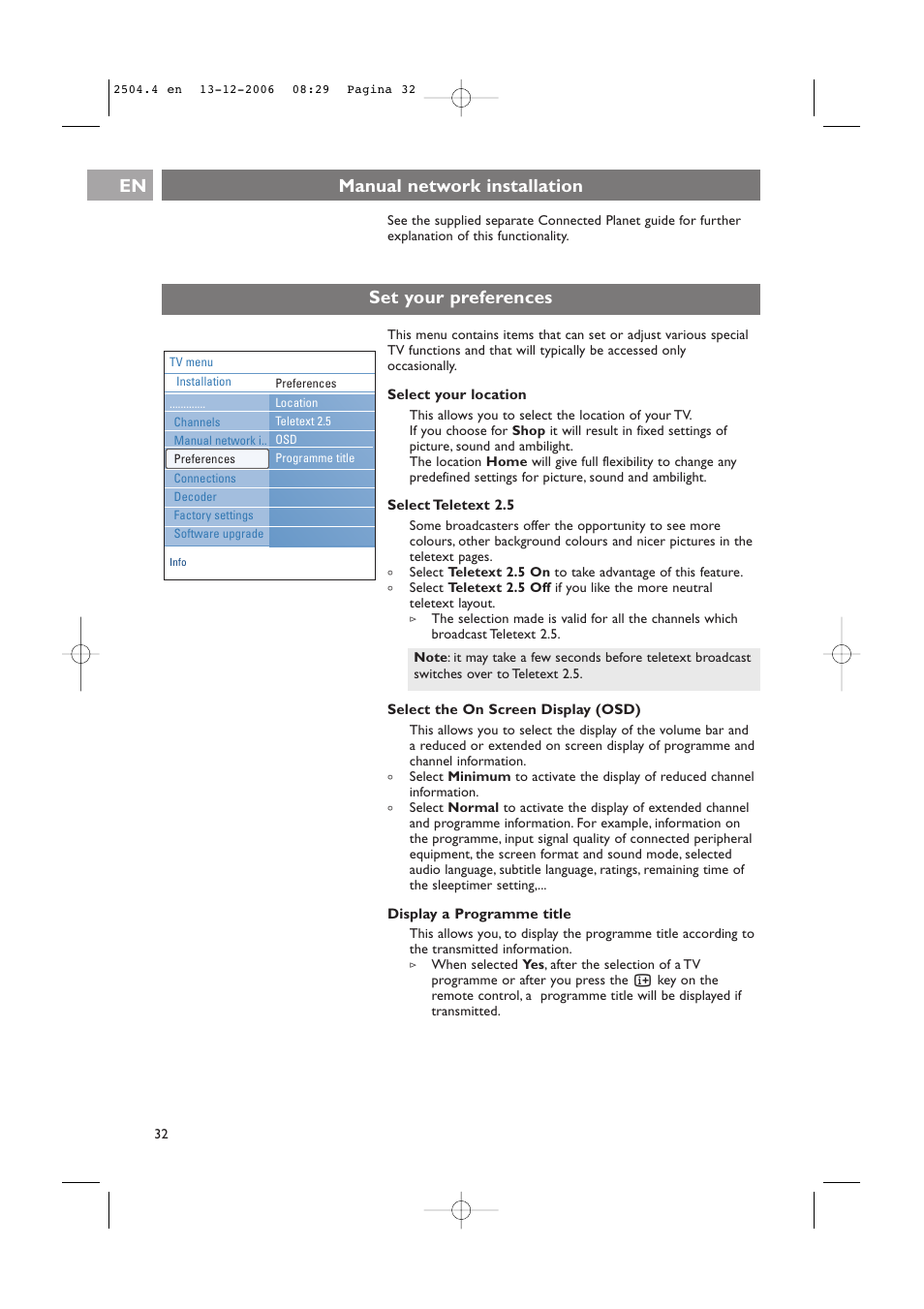 Philips 37-42PF9831D/10 User Manual | Page 32 / 74
