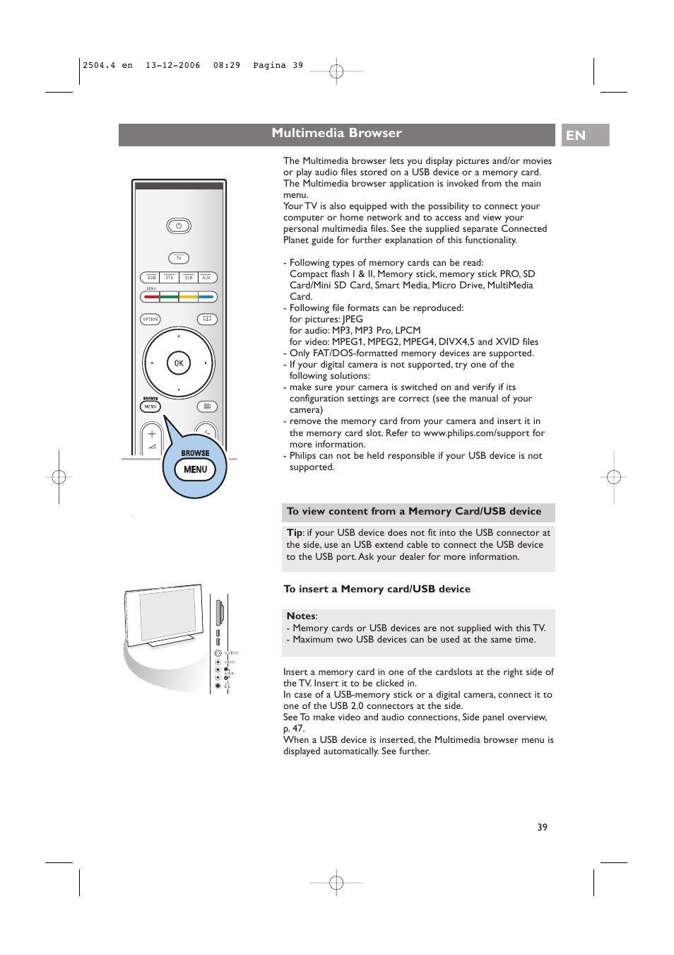 Multimedia browser en | Philips 37-42PF9831D/10 User Manual | Page 39 / 74