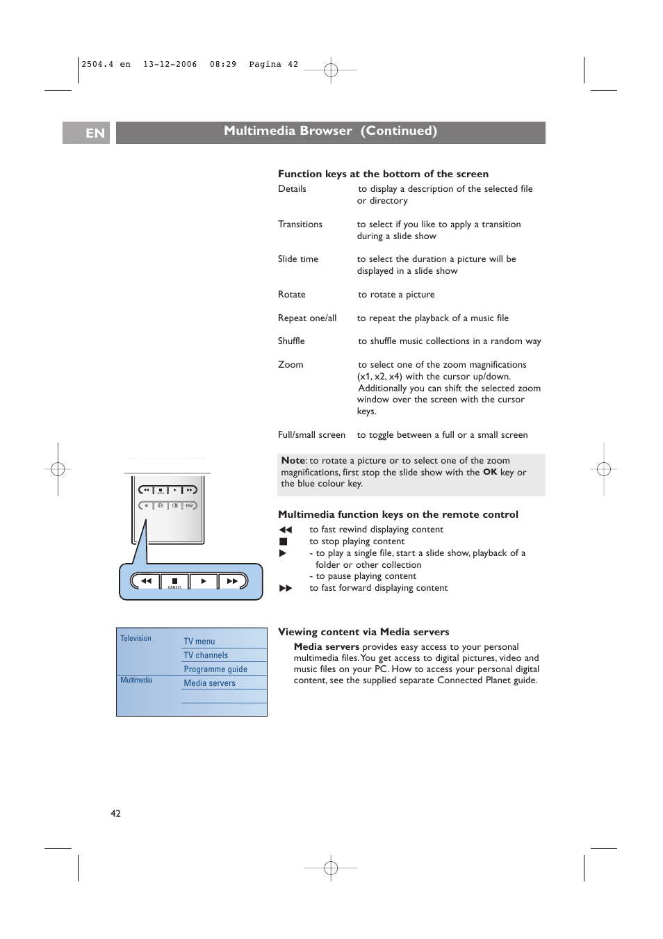 Multimedia browser (continued) en | Philips 37-42PF9831D/10 User Manual | Page 42 / 74