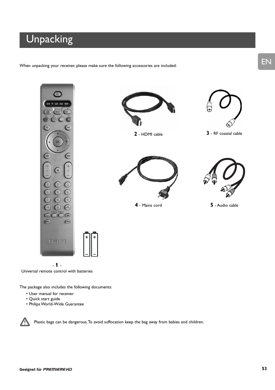 Unpacking | Philips DCR 9000 User Manual | Page 5 / 64