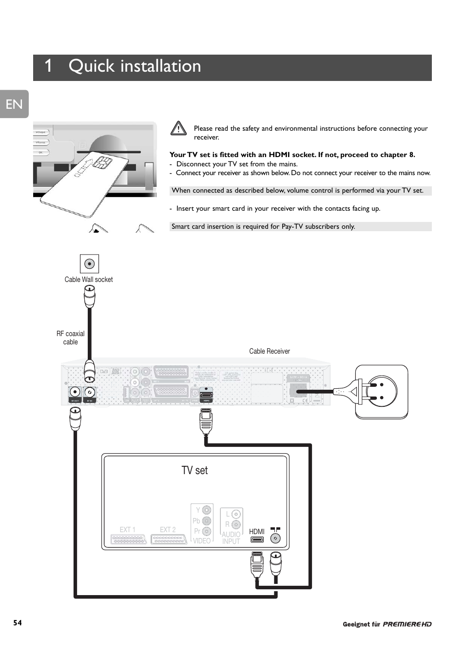 1 quick installation, Tv set | Philips DCR 9000 User Manual | Page 6 / 64