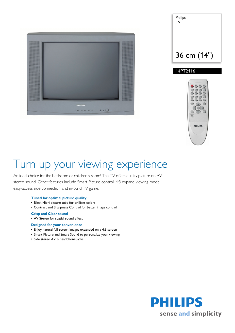 Philips 14PT2116 User Manual | 2 pages