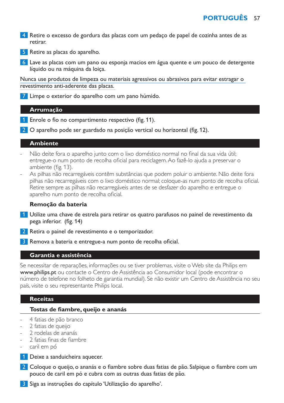 Temporizador, Regulação do temporizador, Limpeza | Philips sandwich maker HD2415 User Manual | Page 57 / 72